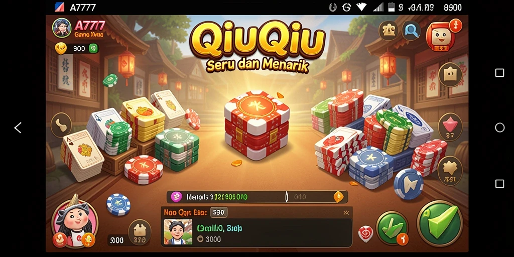 Screenshot A7777 menampilkan suasana seru permainan QiuQiu.