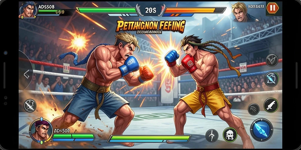 Tampilan gameplay mendebarkan dalam pertarungan seru di ADS508.