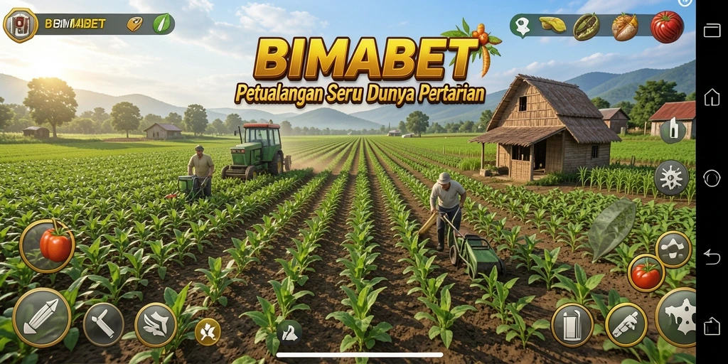 Screenshot gameplay BIMABET menampilkan aktivitas bertani yang menyenangkan.