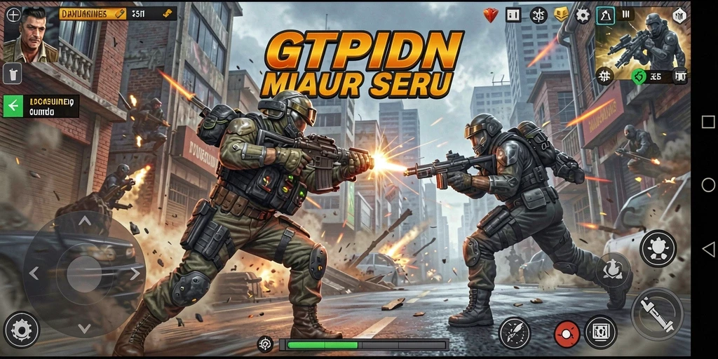 Tampilan seru dari gameplay GTPIDN dalam pertempuran aksi.