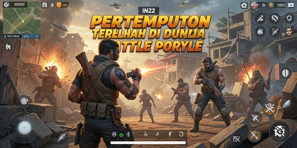 Gameplay seru IN22 dalam pertarungan Battle Royale.