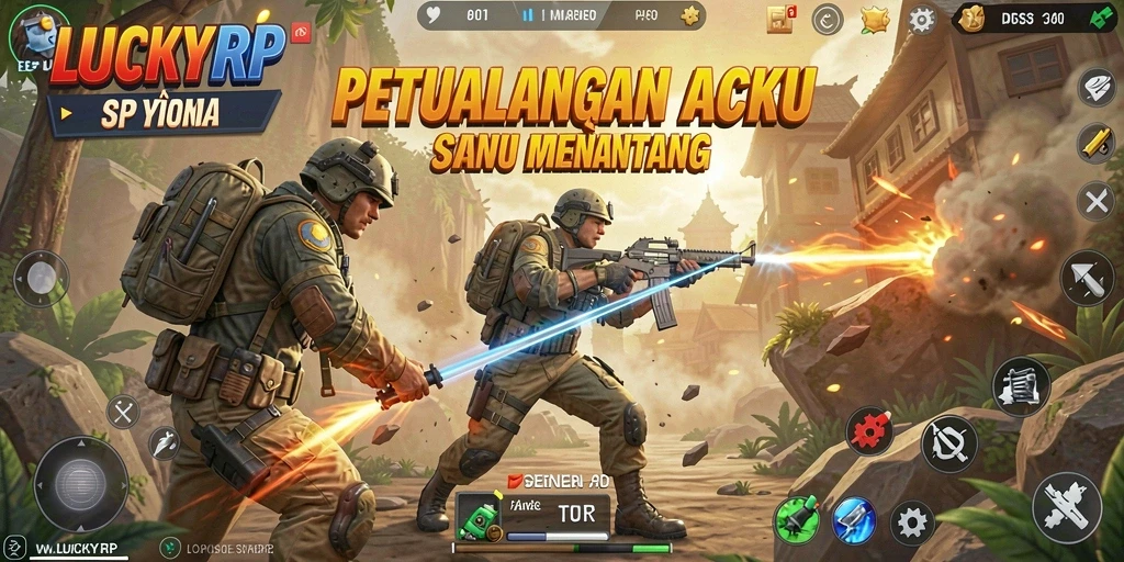 Screenshot utama LUCKYRP menampilkan gameplay aksi yang intens.