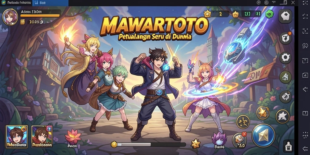 Tampilan gameplay seru di dunia anime yang penuh warna.