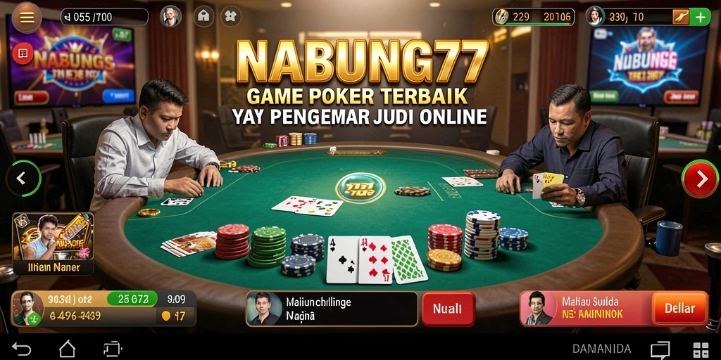 Screenshot NABUNG77 menunjukkan tampilan seru permainan Poker yang mendebarkan.