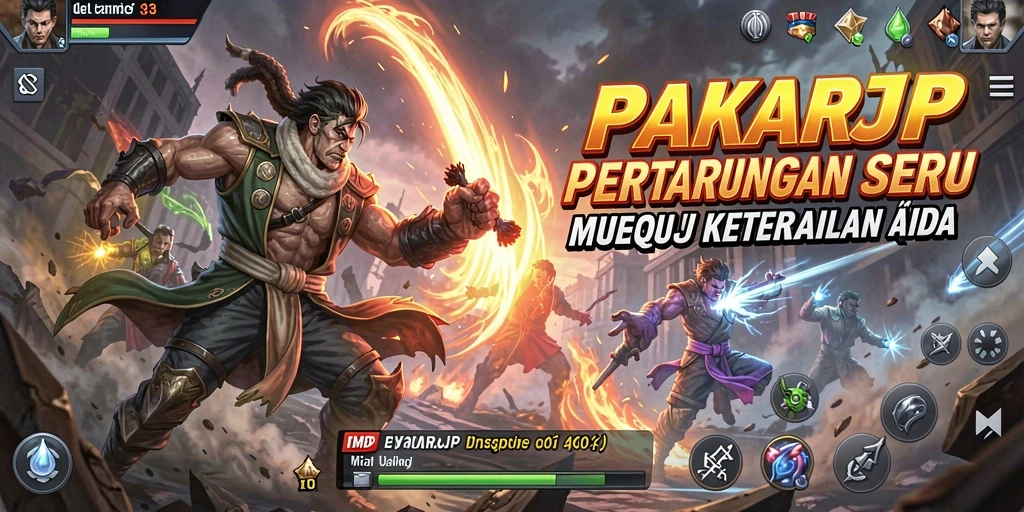 Tampilan gameplay PAKARJP menampilkan aksi pertarungan yang intens dan seru.