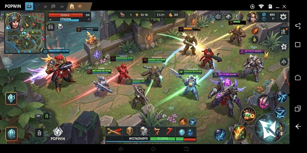 Tangkapan layar utama menunjukkan aksi seru dalam gameplay strategi.