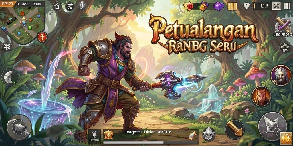Tampilan seru gameplay PP123 dalam dunia RPG penuh petualangan.
