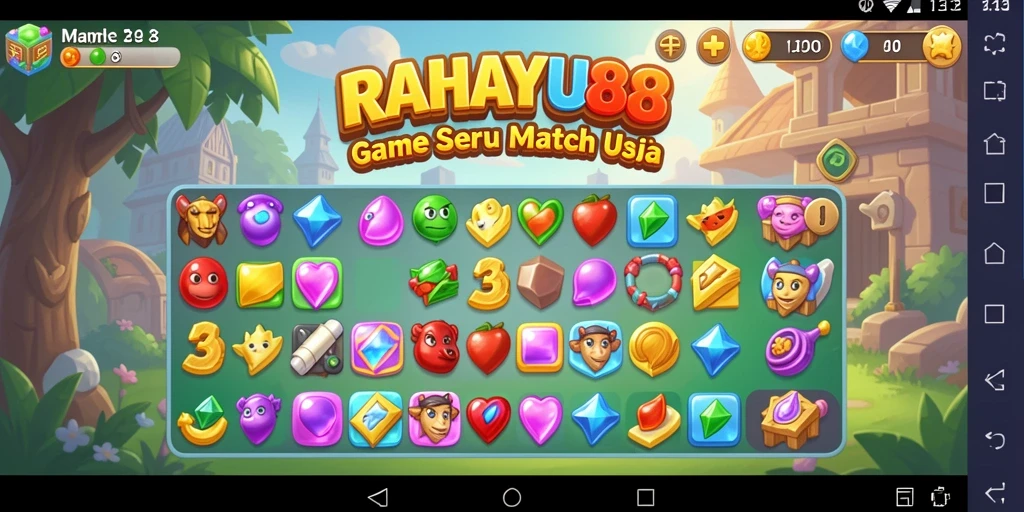 Gameplay seru RAHAYU88 dengan tantangan Match-3.