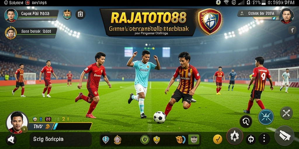 Tampilan gameplay menarik RAJATOTO88 dengan aksi sepak bola yang seru.